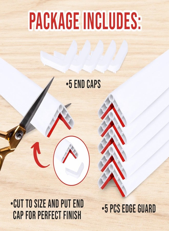 Rubber Bond Wall Corner Guard Edge Protector, 1x1x36 inch Baby Proofing Corner Guards | Self-Adhesive Furniture Edge Strips for Home & Office (5 Pack, White) - Image 2